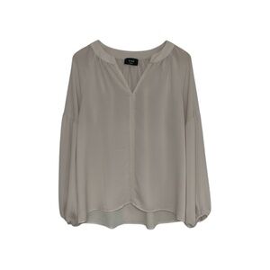 VICI Blouse Women’s Small Beige Ivory Linen-Style Summer Top V-Neck